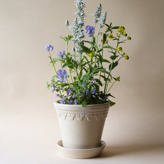 Copenhagen Pot & Saucer Glazed Sandstone