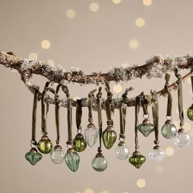 Glass mini baubles - set of 16