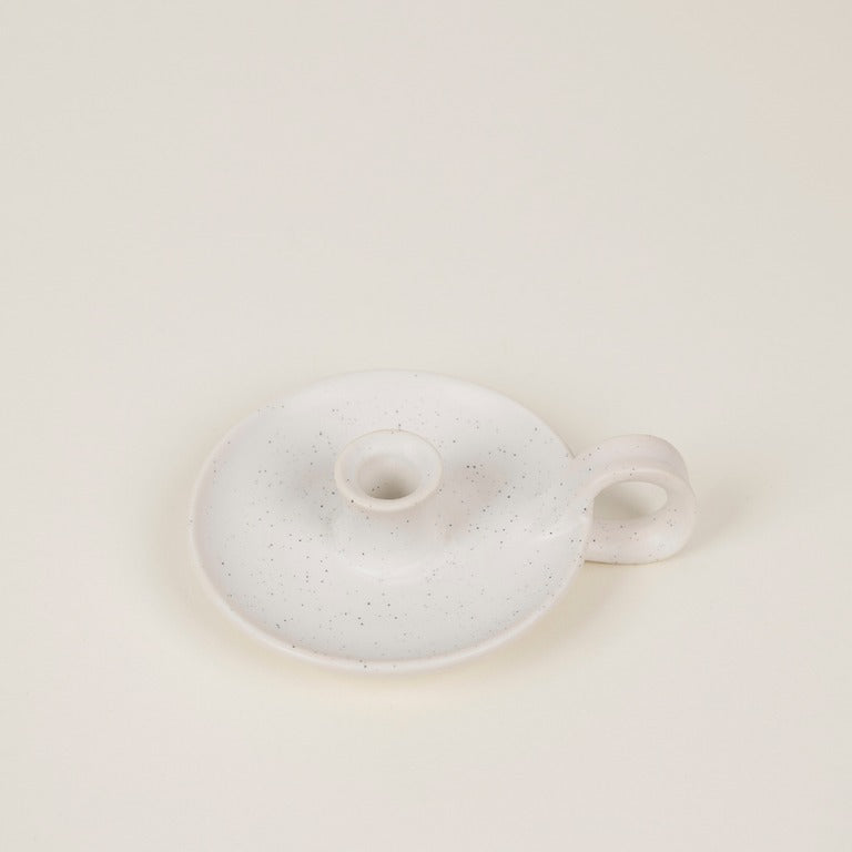 Speckled Dinner Candle Holder with Handle