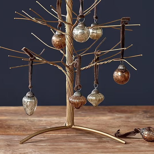 Glass mini bauble - gold/rust