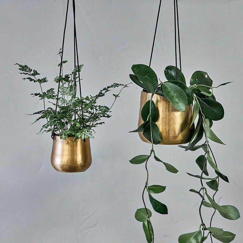 Atsu Brass Hanging Plant Pot
