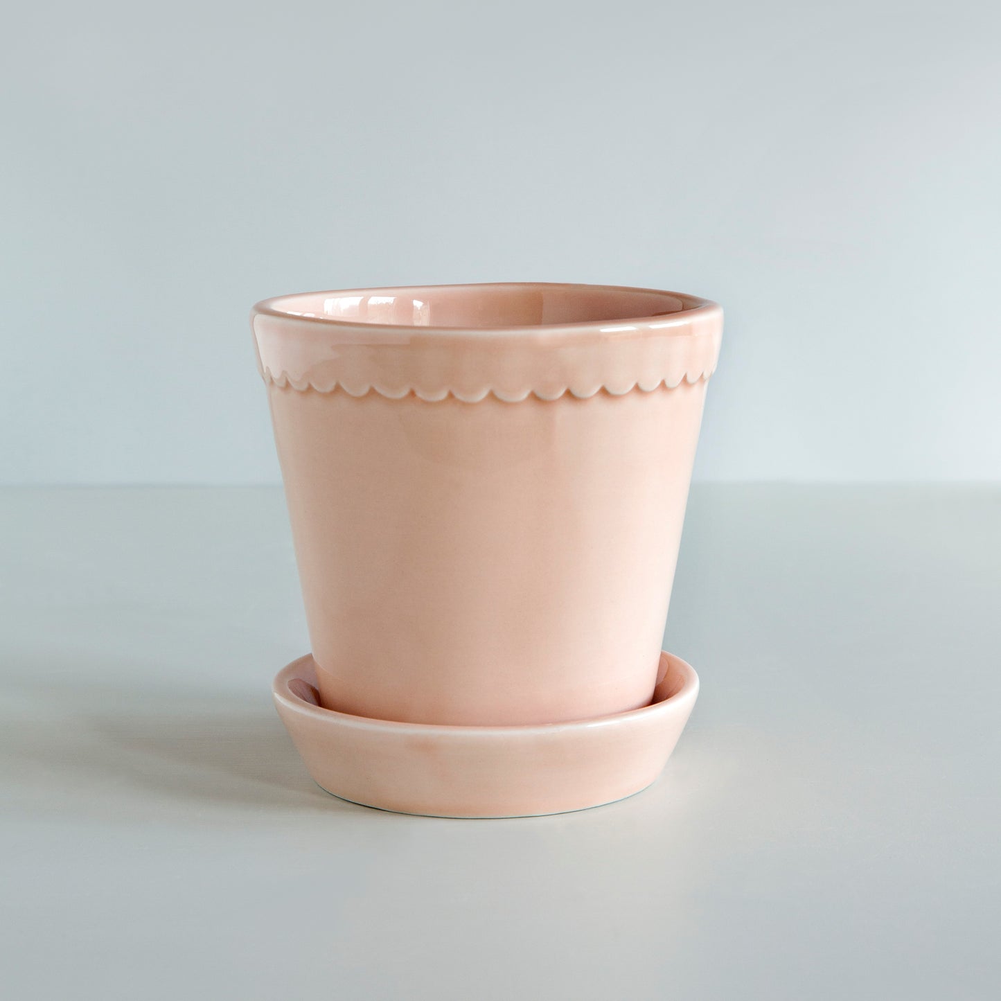Helena Pot & Saucer Glazed Rose Quartz