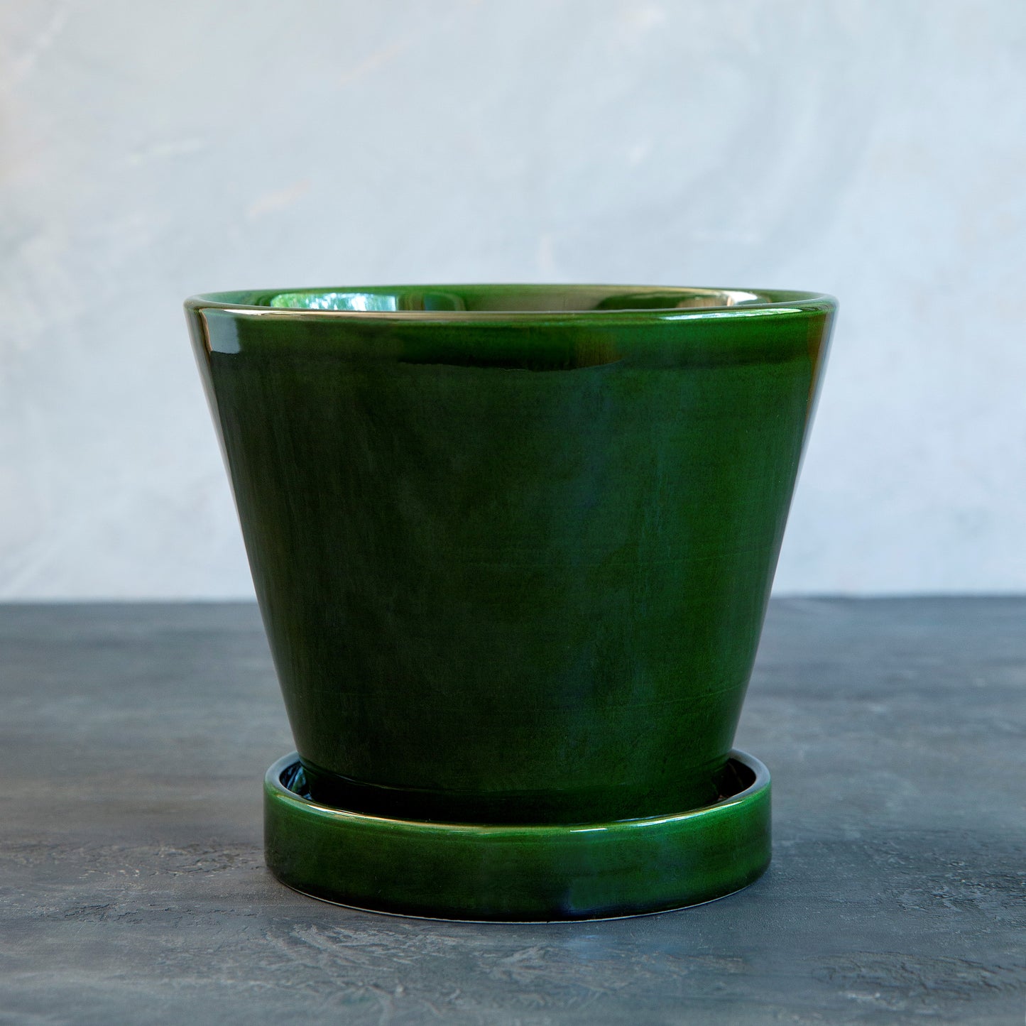 Julie Pot & Saucer Glazed Emerald