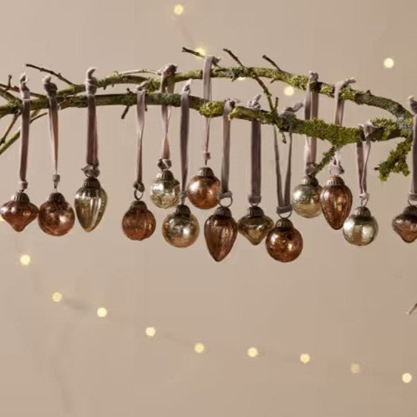 Glass mini baubles - set of 16