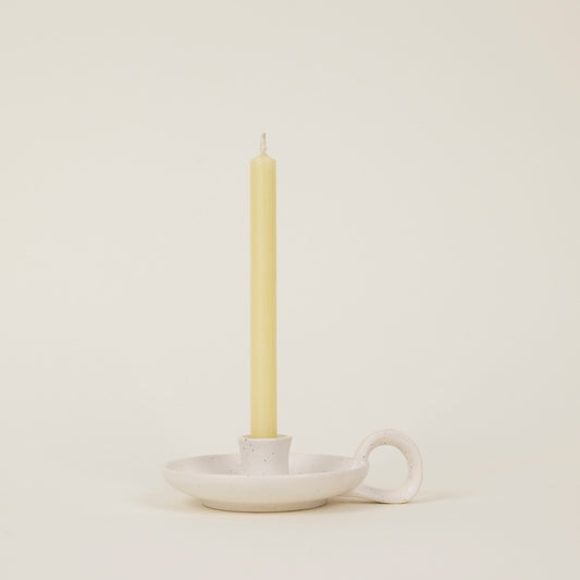 Speckled Dinner Candle Holder with Handle