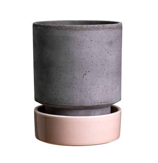 Hoff Pot & Saucer Grey/Rose Quartz D21cms