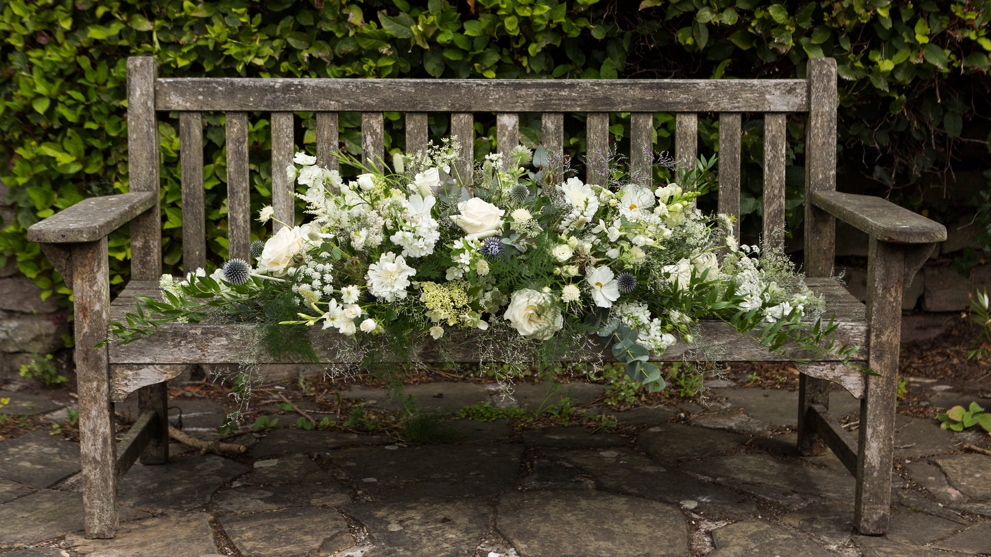 Large Garden Casket Spray of White flowers